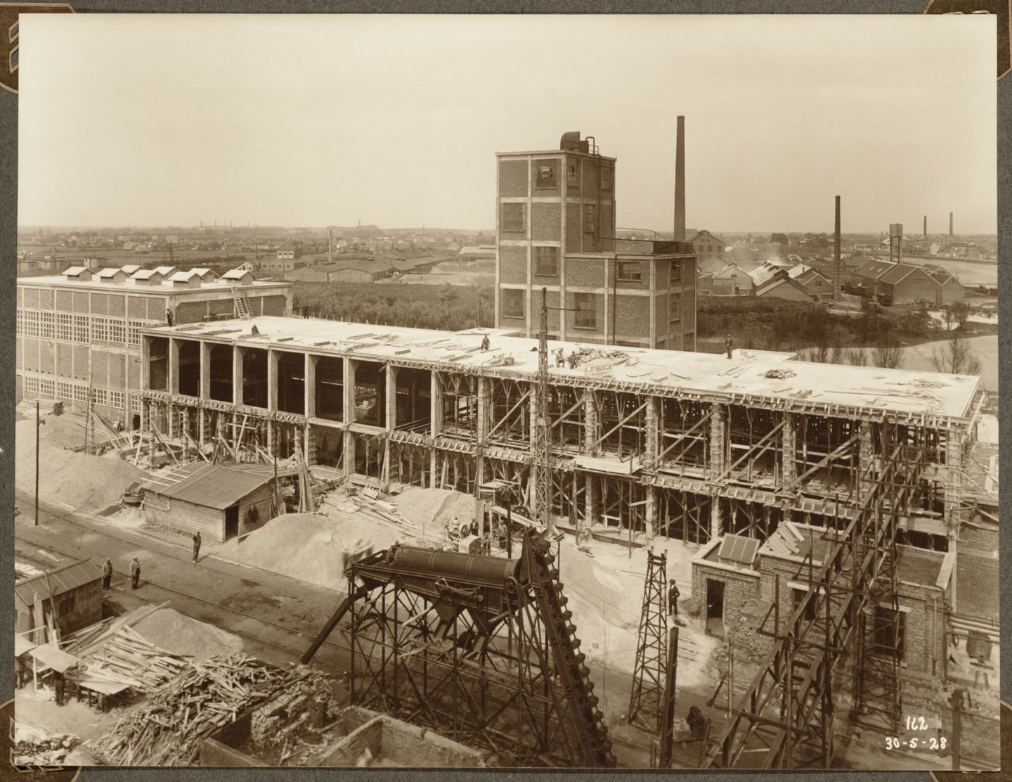 Bouw van sulfatatieatelier van cokesfabriek Kuhlmann in Zelzate