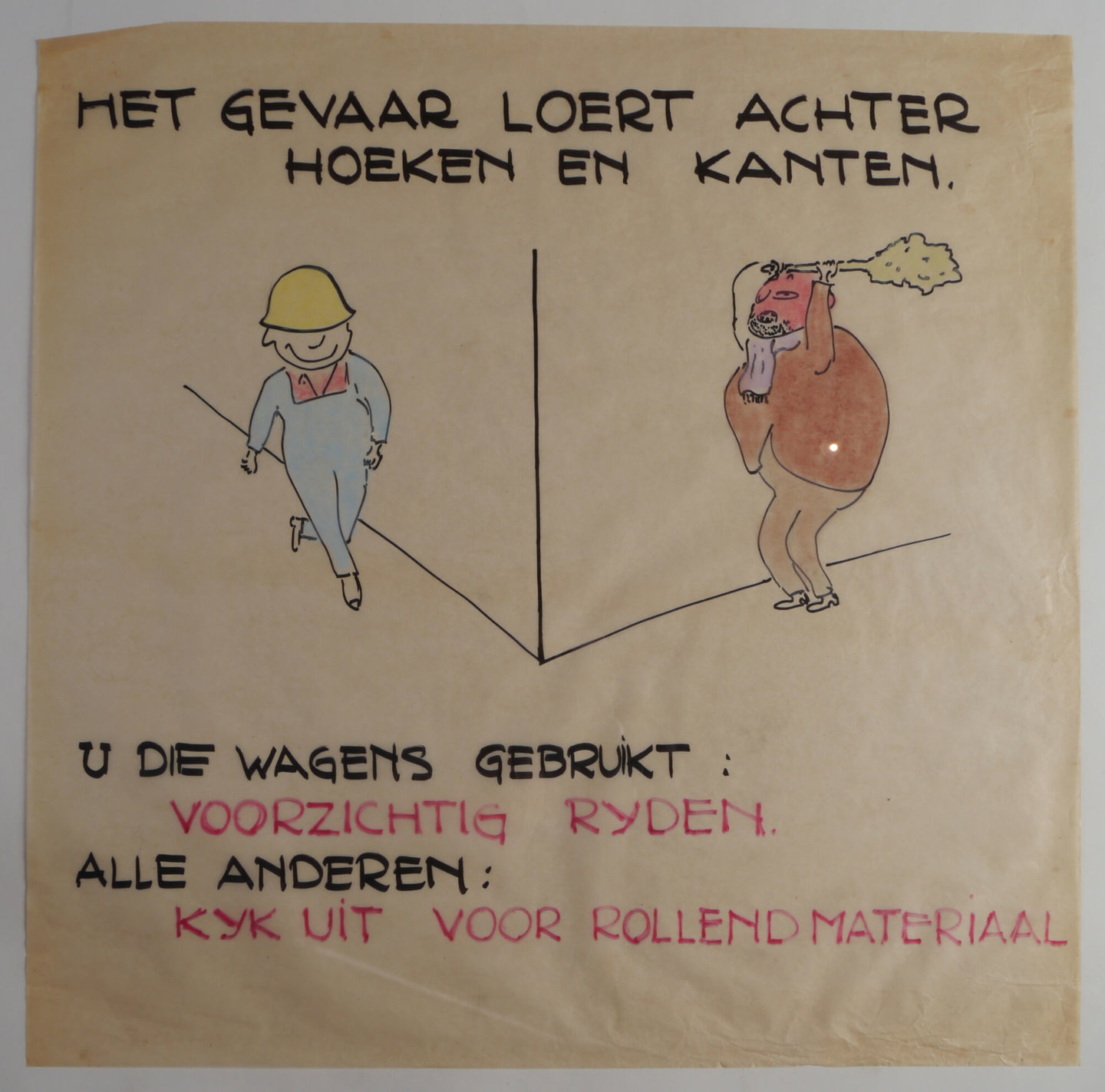 Handgetekende affiche om de aandacht te vestigen op arbeidsveiligheid