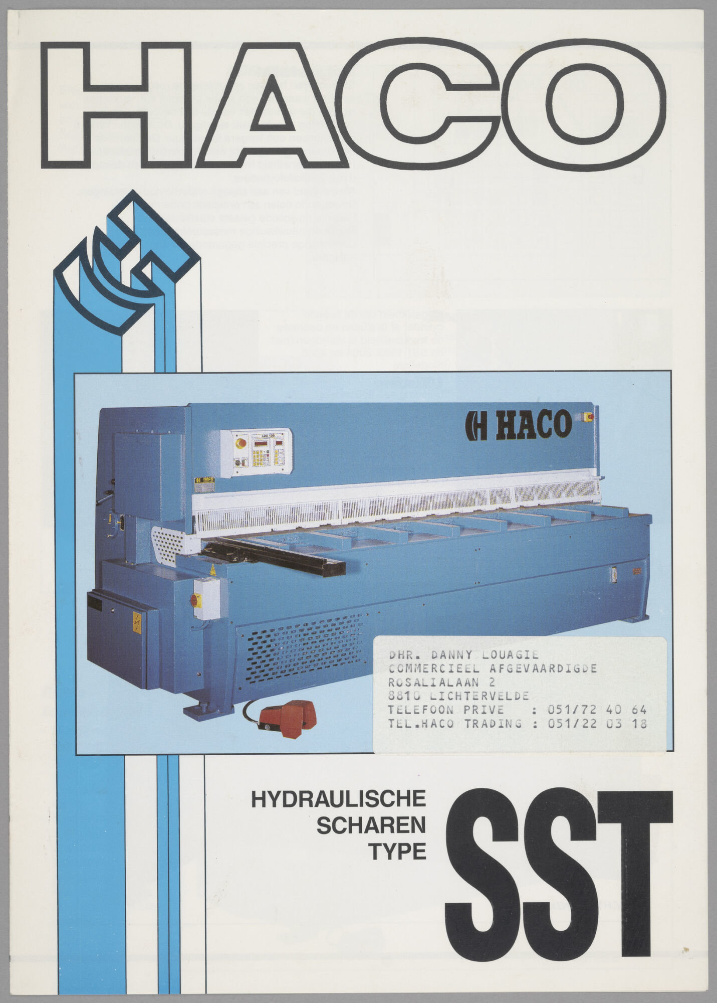 Productfolder met hydraulische scharen van het merk HACO