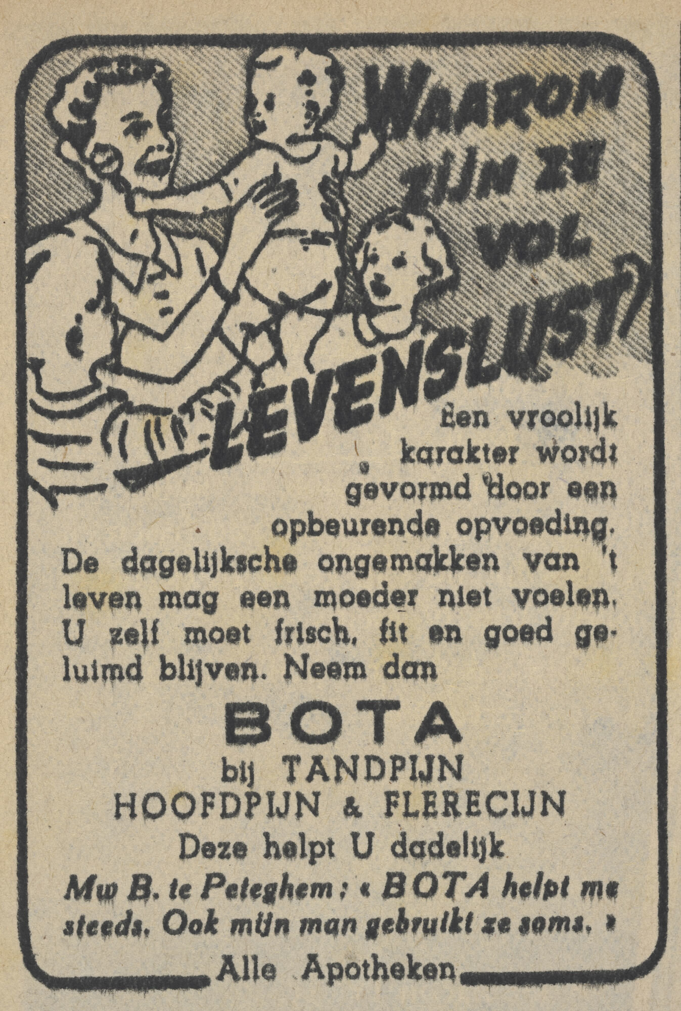 Reclame voor pijnstiller van het merk Bota