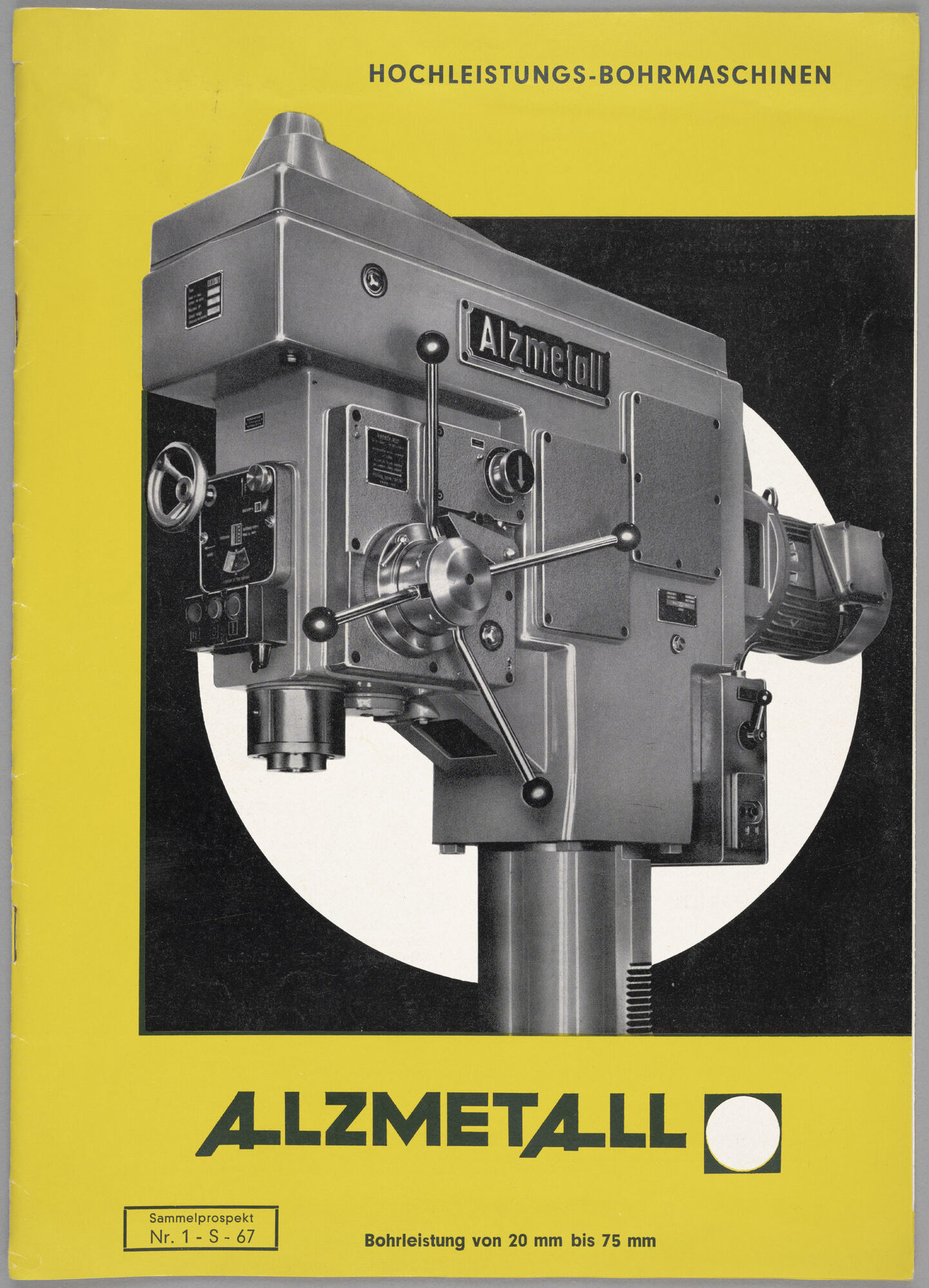 Productbrochure met kolomboormachines van het merk Alzmetall