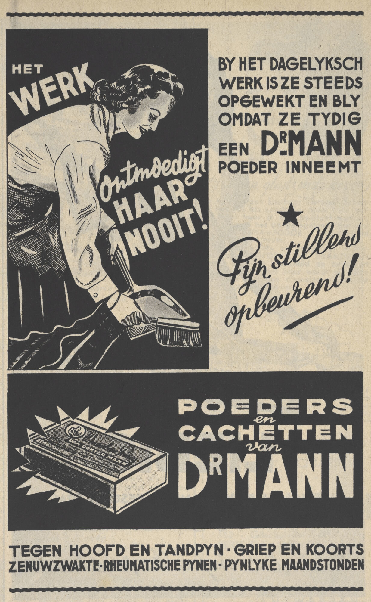 Reclame voor pijnstiller van het merk Dr. Mann