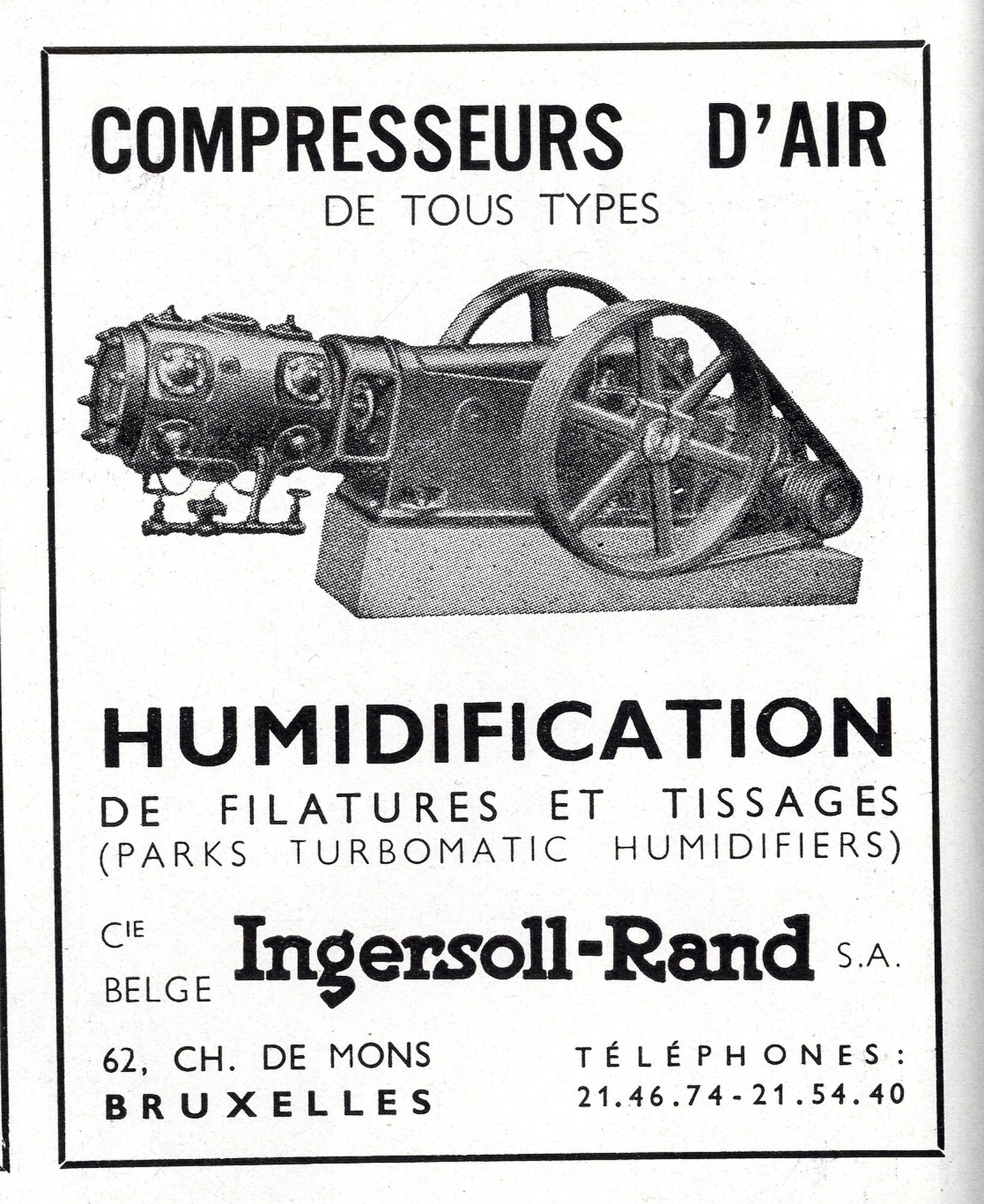 Reclame voor luchtcompressoren geproduceerd door Ingersoll Rand