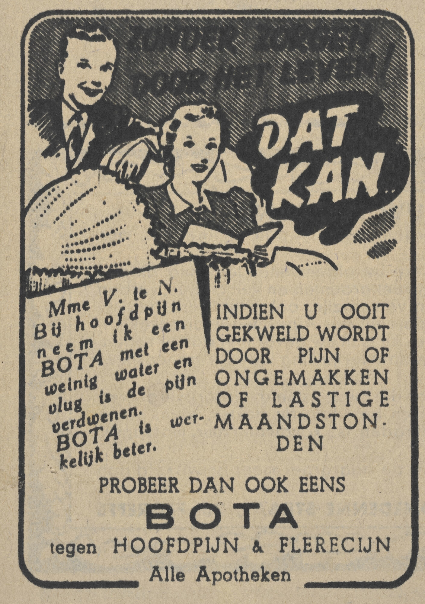 Reclame voor pijnstiller van het merk Bota