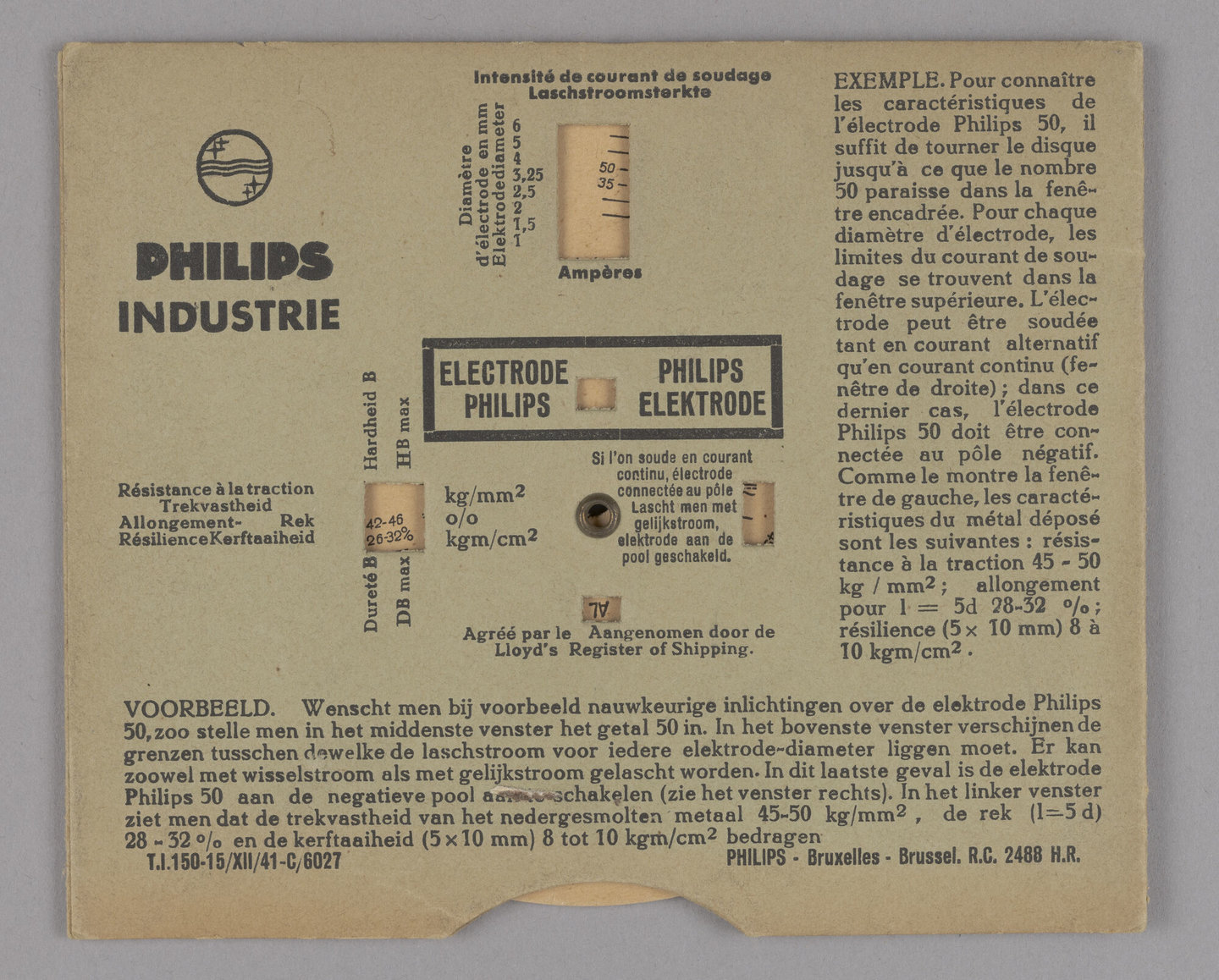 Rekenschijf voor het gebruik van laselektoden van het merk Philips