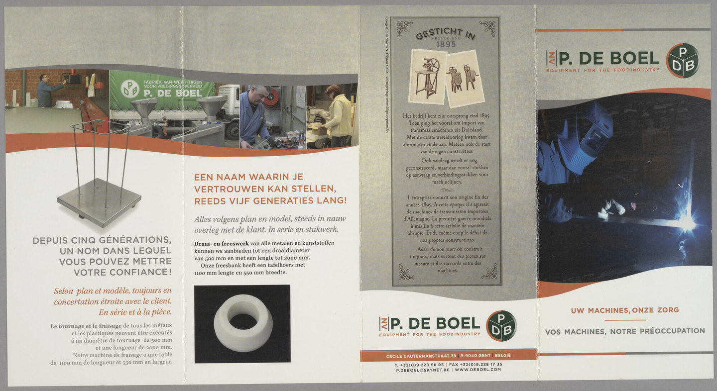 Informatiefolder over metaalconstructiebedrijf voor de voedingssector PDB in Sint-Amandsberg