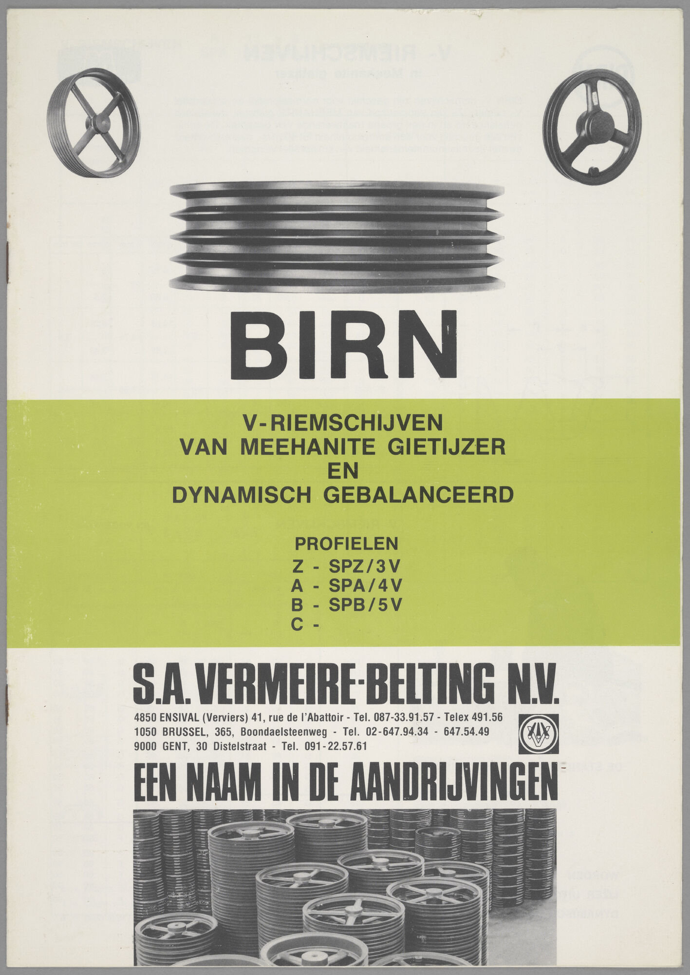 Productbrochure met V-riemschijven van het merk Birn