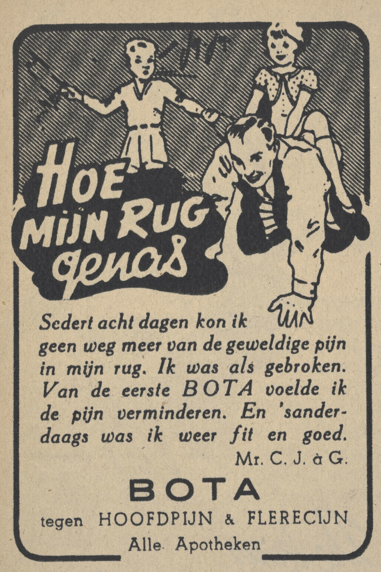 Reclame voor pijnstiller van het merk Bota