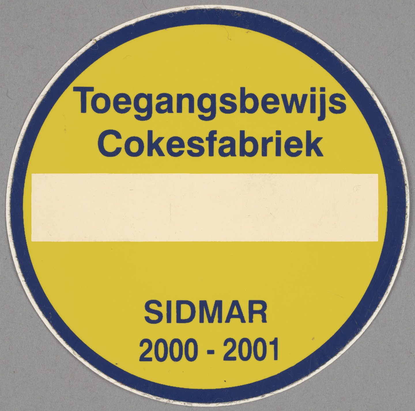 Toegangsbewijs voor cokesfabriek van staalbedrijf Sidmar in Gent