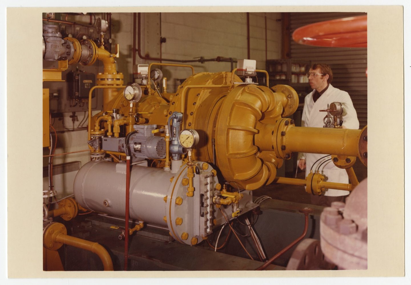 Detail van een turbogenerator geproduceerd door machinebouwer ACEC in Gent