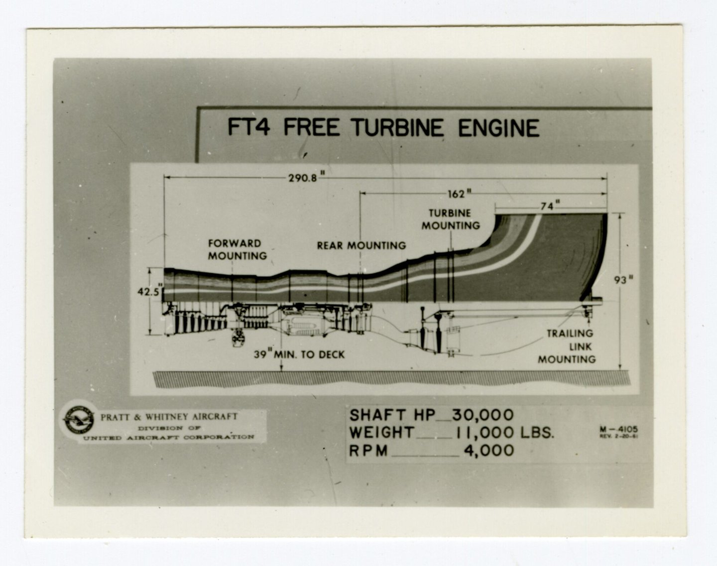 Schematische voorstelling van een turbojet gasturbine ontworpen door Pratt & Whitney Aircraft Company