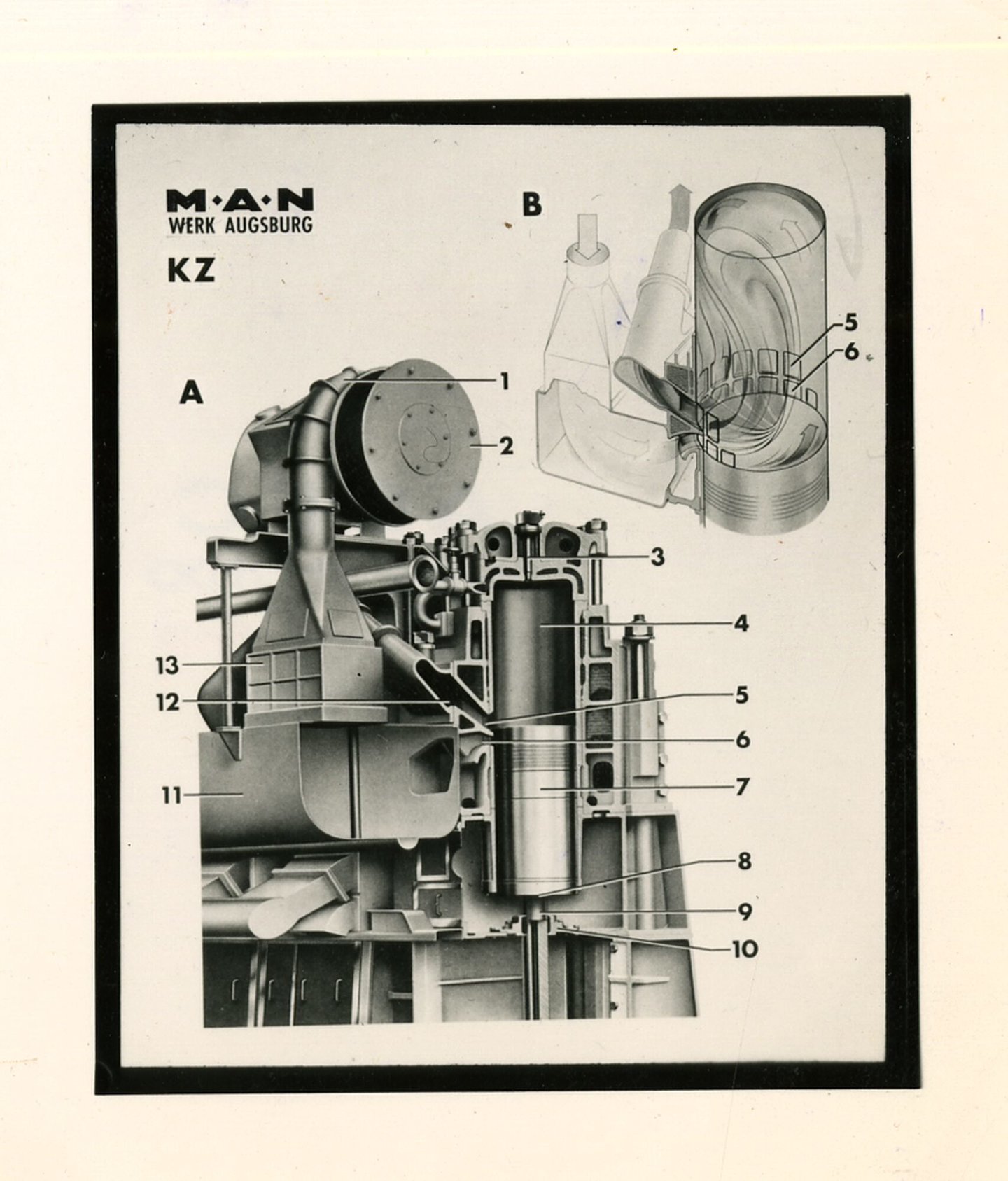 Doosnede van industriële dieselmotor van machinebouwer MAN