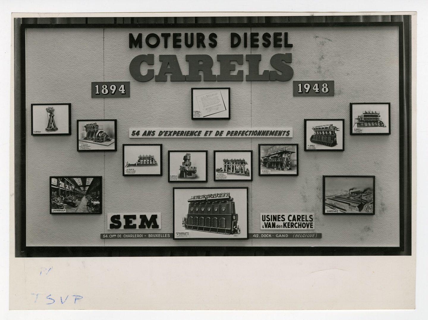 Paneel voor promotiestand van SEM-Carels op de maritime beurs van 1948 in Brussel