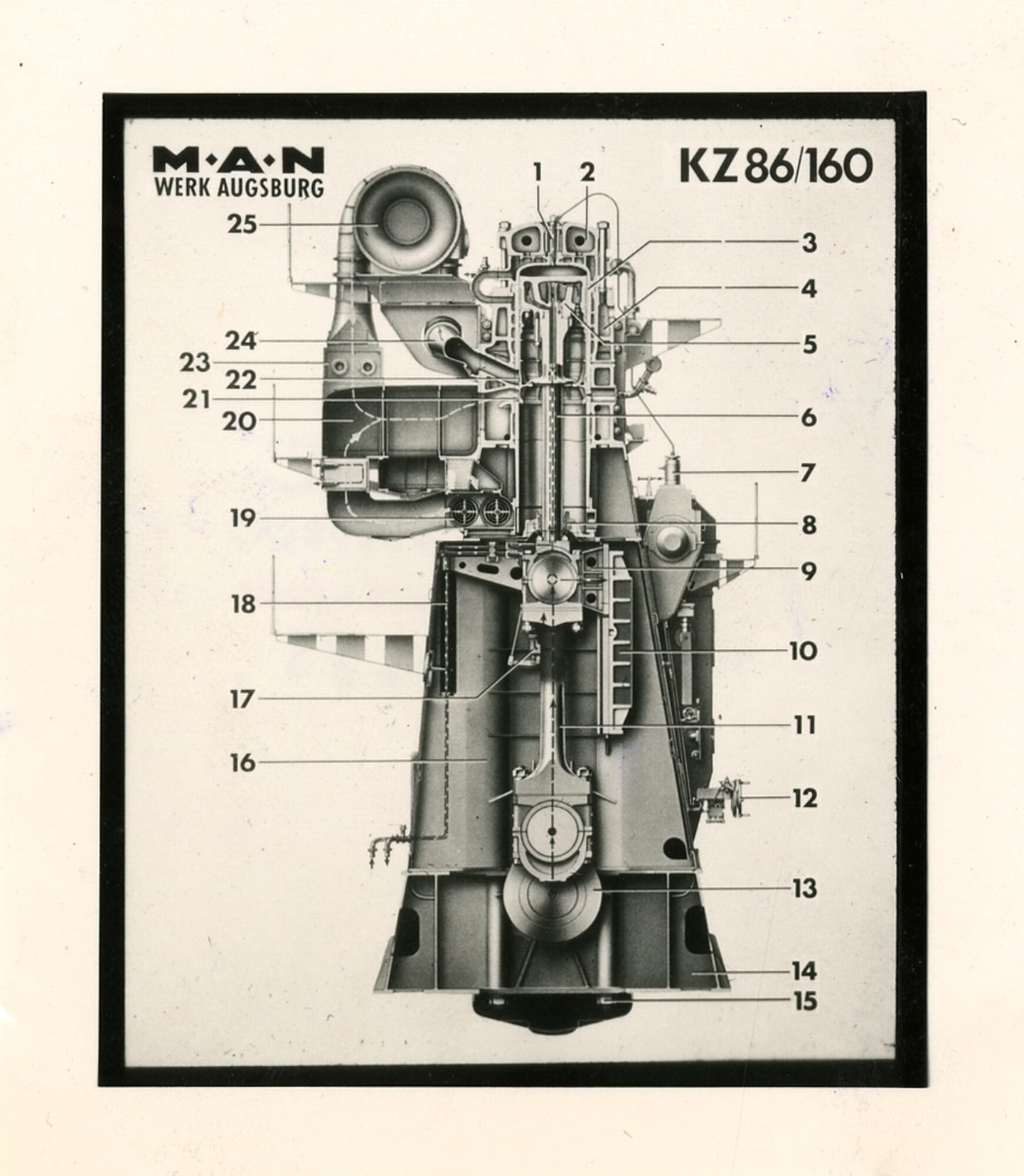 Doosnede van industriële dieselmotor van machinebouwer MAN