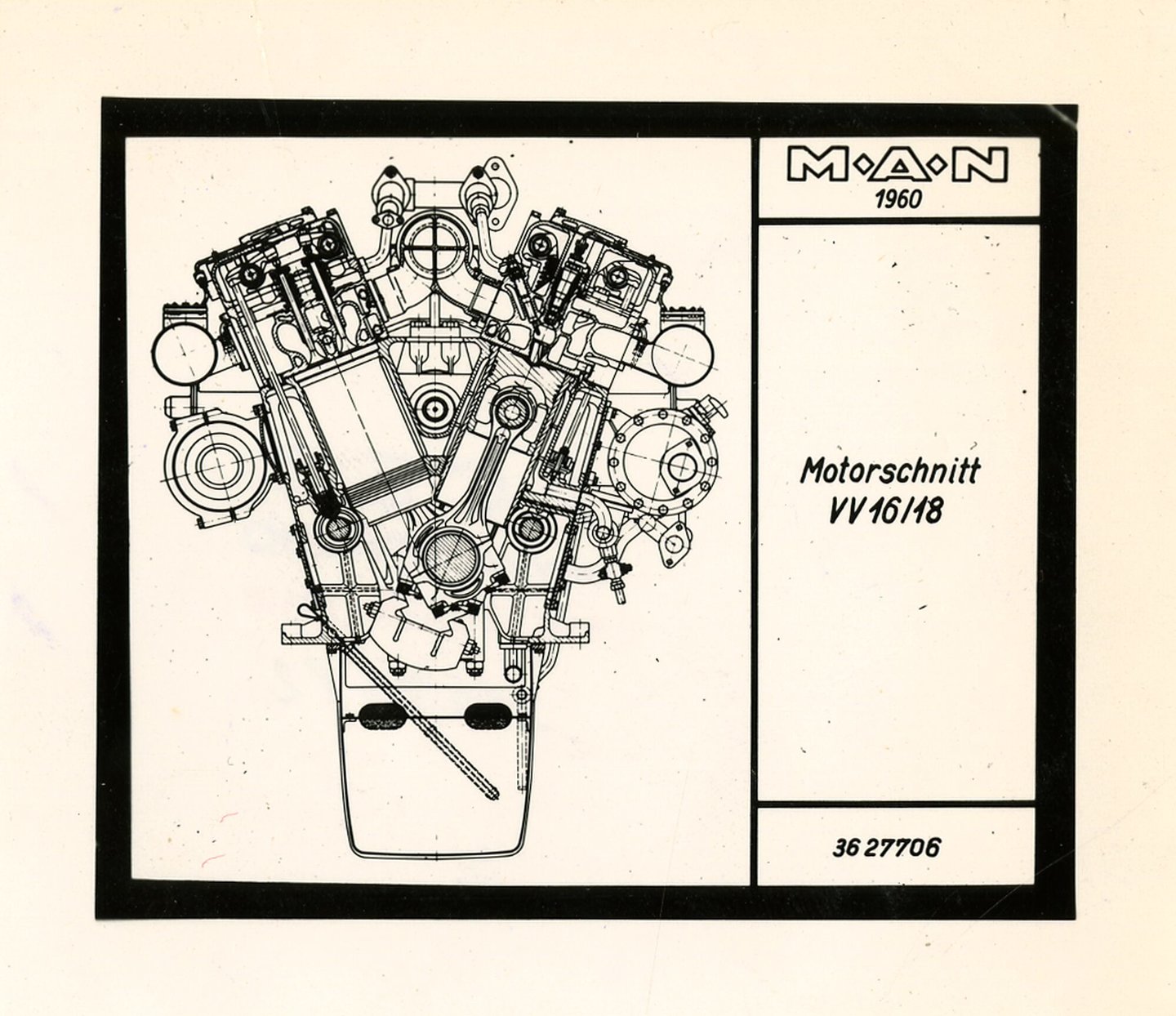 Doosnede van industriële dieselmotor van machinebouwer MAN