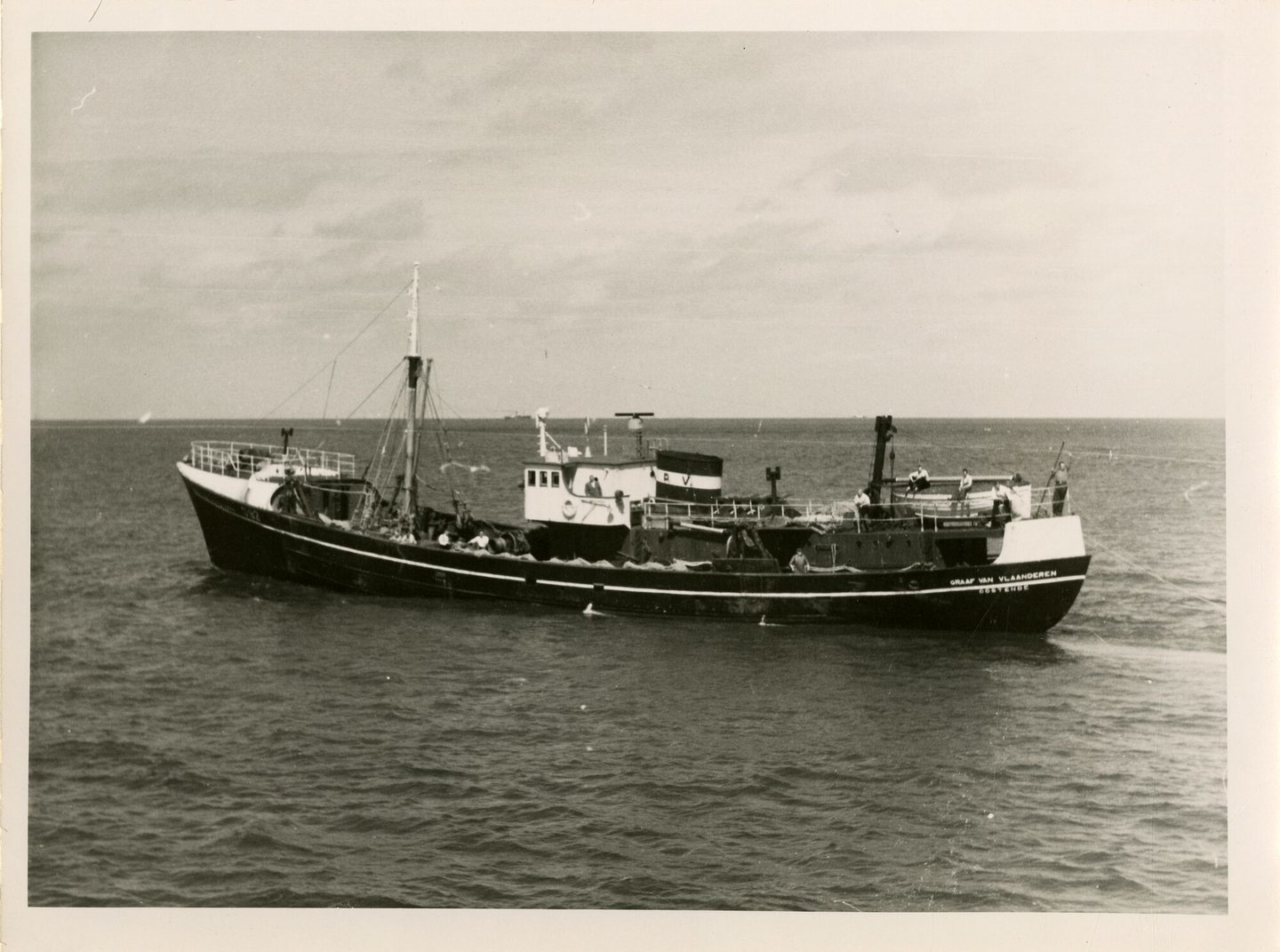 Vissersboot O.92 Graaf van Vlaanderen tijdens de vaart